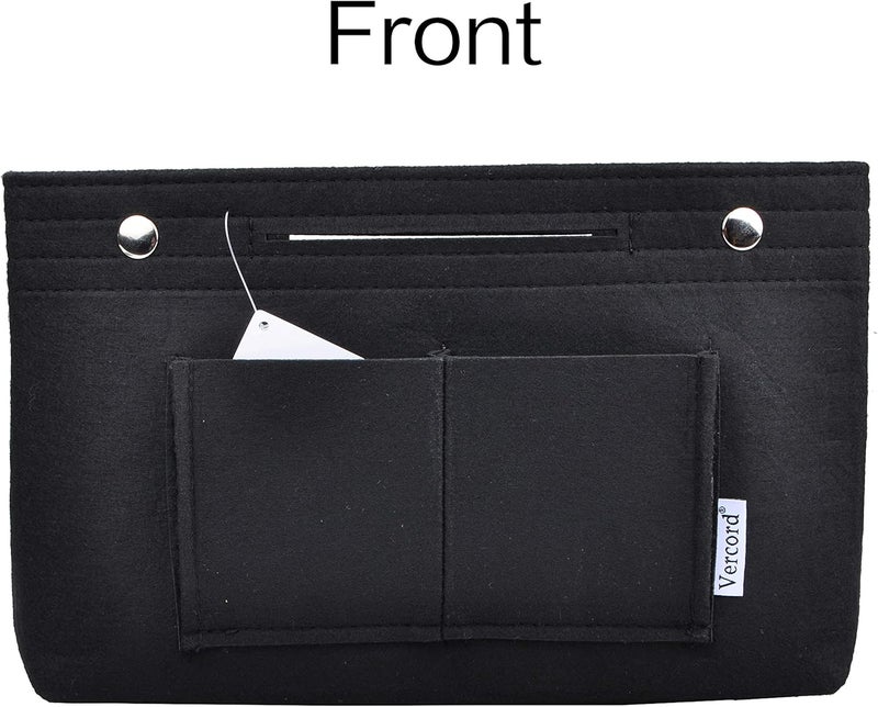 Vercord Felt Purse Tote Organizer Insert Divider Inside Handbag for Women Medium Black - Image 3